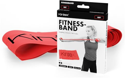 Kintex Fitnessband, 2,5 m x 15 cm, Gymnastikband in 7 Stärken, 100% Latex, transportables Trainingsband (Rot)