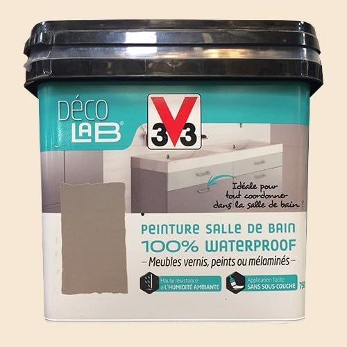 V33 Déco LAB Peinture Salle de bain 100% Waterproof Ivoire 0,75 L