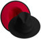 XINBONG Fedora-Hut für Herren und Damen, mit breiter Krempe, mit Gürtelschnalle, zweifarbiger Filz, Schwarz und Rot - Schwarz - Medium