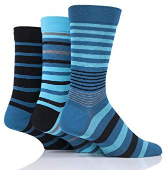 SockShop Hommes Doux Chaussettes en bambou rayées et unies Paquet de 3 (Grande Ville, 41-46)