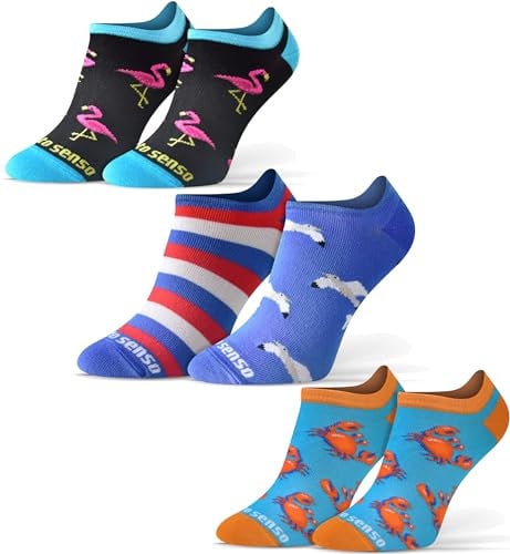 sesto senso Chaussette Courte Fantaisie Femme Homme Coton 1-3 Paires Drôle Socquette Flamants Roses Crabes Mouettes 39-42 3 Été