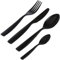 Alessi Dressed en Plein Air MW74S16 B, Set di Posate di Design da 16 Pezzi con Decorazioni, Melammina, Nero