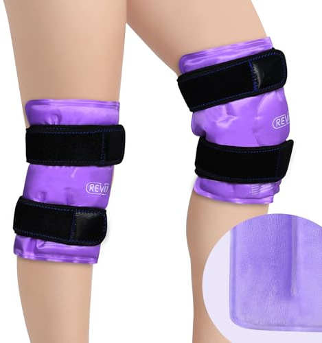 REVIX Reusable Knee Ice Pack Wrap for Post-Workout Recovery, 2 Packs | Gel Ice Pack Knee Brace, Soft Plush Cover, Hands-Free Design, Cold Therapy for Swelling, Muscle Soreness and Joint Discomfort