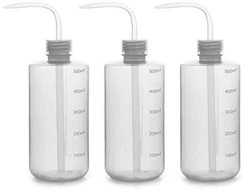 Labasics 3 Paquet 500 ml Flacons de Lavage en Plastique à Squeeze avec LDPE Ouverture Etroite, Bouteille D'arrosage à Presser Squeeze Wash Bottle
