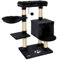 lionto Arbre à Chat avec Balle en Peluche avec grelot et Fixation Murale, Hauteur 93 cm, Arbre avec sisal et Peluche, Surface de Repos et niches Confortables, pour Petits et Grands Chats, Noir