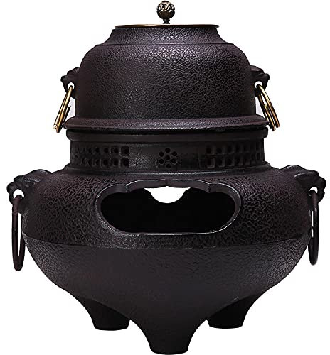 Large Cooking Tea cast Iron Charcoal Fireplace Charcoal Stove Iron Pot Boiled Tea Furnace Wind Kettle Ghost face Wind Stove fire Japanese fire Basin-Ghost Noodles Set