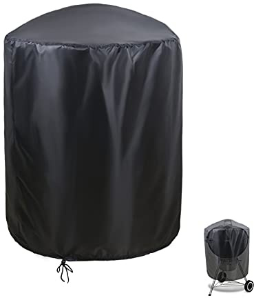 Iptienda Round BBQ Cover 77x97cm, Charcoal Kettle Grill Cover Waterproof for Weber Broil King Royal Gourmet, Garden Barbecue Covers Windproof Dustproof for Camping Picnic Backyard Party