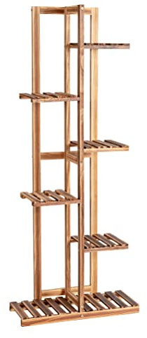 GIANTEX Étagère pour Fleurs en Bambou 6 Niveaux pour 7 Pots avec Dispositif Anti-basculement idéal pour Intérieur/Extérieur, Marron