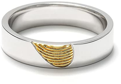 Jeulia Halbherzig Partnerringe für Sie und Ihn Sterlingsilber Fingerabdruck-Inlay Verlobungsringe Ehering Trauring Freundschaftsring Hochzeit Ring Frau Mann (Herren Ring, 68(21.8))