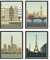 City Wall Art Vintage Travel Poster – von Haus and Hues,Set mit 4 Reise-Wandkunst-Poster von London, New York Print, Paris Wandposter und Amsterdam City Wanddekoration,20.3x25.4 cm, schwarzer Rahmen