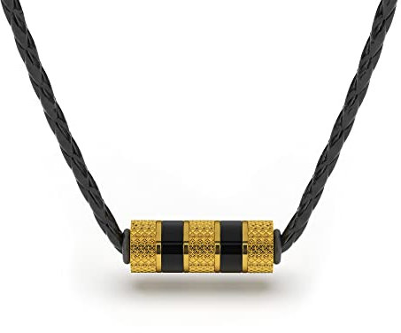SERASAR Lederkette Herren Leder-Halskette mit Anhänger - 50cm Gold Gold-Kette Schmuck-Schachtel Geschenkidee für Männer Geburtstag Vater-Tag Punk-Rock Valentinstag