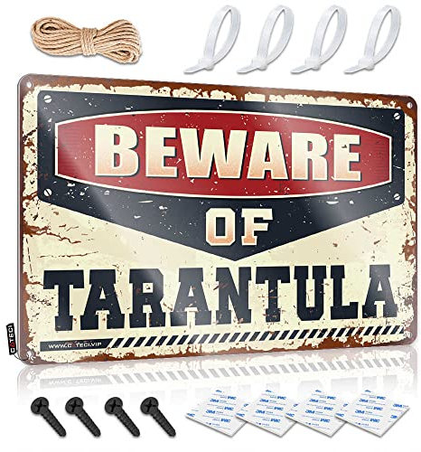 Deko-Schilder Beware of Tarantula Metallschild lustige Poster Männerhöhle Stuff (Größe: 30 x 40 cm)