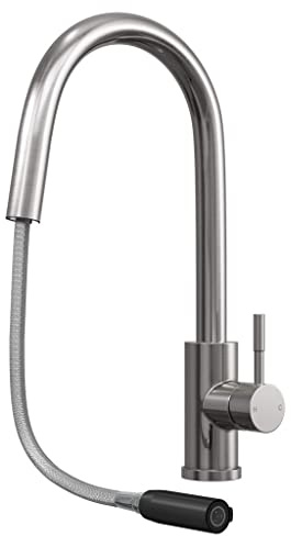 Liquida EPO11BS Single Lever Pull Out Mixer Brushed Steel Kitchen Mixer Tap