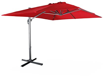 Alice's Garden - Parasol déporté rectangulaire 3x4m - Wimereux - rouge- Parasol excentré inclinable dans 6 positions. rotatif à 360°.