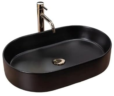 Rea VASQUE À POSER EN CÉRAMIQUE NADIA BLACK MAT Lavabo Salle de Bain 610 x 385 x 120 mm en Céramique (Noir mat)