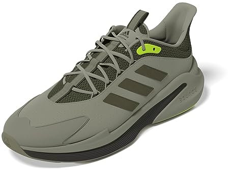 adidas Herren AlphaEdge + Shoes Laufschuhe, Silver Pebble/Olive strata/Lucid Lemon, 42 EU