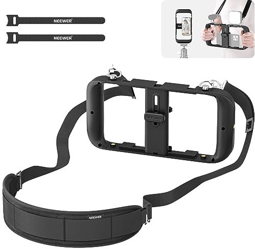 NEEWER Smartphone Video Rig with Neck Strap, Phone Stabilizer Grip Vlogging Cage with Cold Shoe Tripod Mount, Phone Rig for Filmmaking YouTube Video, Compatible with iPhone Samsung Pixel, A104