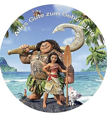 Für den Geburtstag ein Tortenbild Zuckerbild mit dem Motiv: Vaiana, Essbares Foto für Torten, Tortenbild, Tortenaufleger Ø 20cm - Super Qualität, 03209