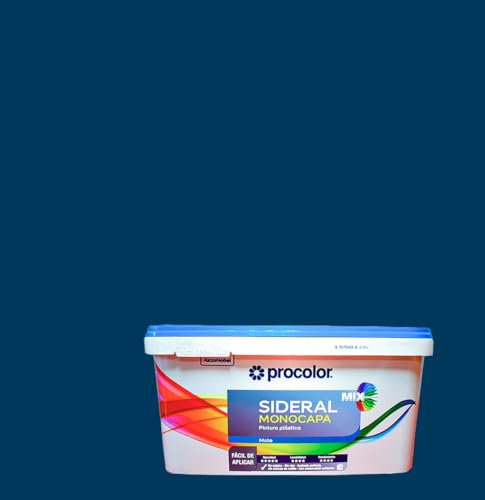 Pintura de Interior Monocapa Sideral Mix. Colores del Mundo. Alta cubrición, Lavable, Colores duraderos. Cubeta de 4 L. (4 L., Azul - Atlántico)