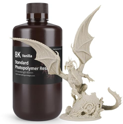 ELEGOO 3D Drucker Resin 8K Standard Rigid Photopolymer Resin, 405nm UV-Härtendes Rapid Harz am Besten für 8K/9K/12K LCD 3D Drucker,1000g Vanille