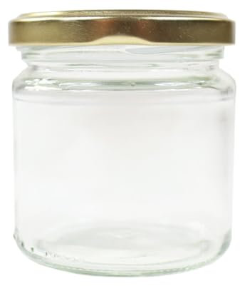 48x Twist Off Gläser 250g (212ml) im Karton mit Deckel für Lebensmittel Honiggläser Neutralgläser Glas Bienen Honig Marmelade Früchte Vorratsglas Rundgläser, Gold