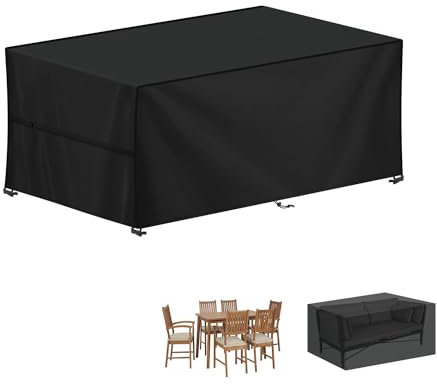 LAMUNI Housse pour Mobilier de Jardin, 420D Oxford Bâche Table de Jardin, Imperméable Housse Table Jardin Bache de Protection Exterieur Salon de Jardin pour Table, Chaise et Canapé, 160x90x75cm
