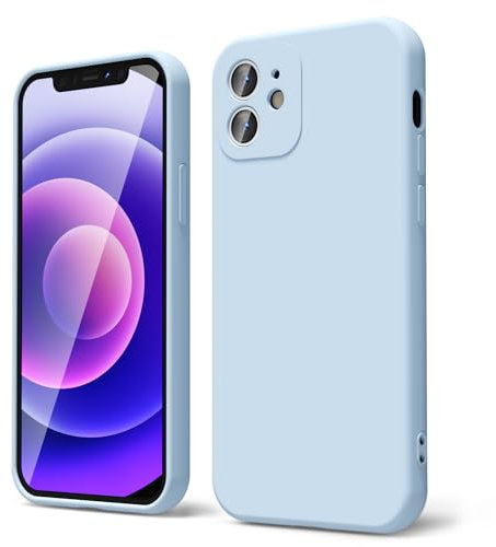 oakxco für iPhone 12 Mini Hülle Silikon Case mit Kameraschutz, Ultra Dünn Bunt Handyhülle Mädchen, Einfarbig Handy Hülle Slim Schutzhülle, Matt TPU Weich Gummi Glatt Silikonhülle Bumper, Hellblau