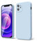 oakxco for iPhone 12 Mini Case Liquid Silicone, Soft Rubber Gel Elegant Aesthetic Basic Simple Cover, Cute Thin Slim TPU Matte Solid Color Plain Smooth Case for Women Girl Boy, Light Blue Aqua