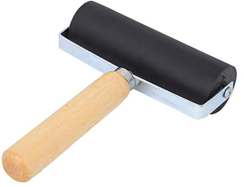 Yctze Detachable Black Rubber Printing Roller, Art Craft Tool Kit with Wood Handle for Linoleum Block Printing, Lino Paint and Gluing, 15cm