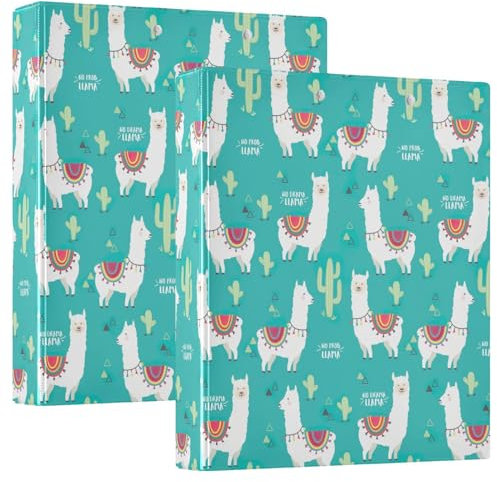 Niedliches weißes Lama-Alpaka-Kaktus, 3,5 cm, Notizbuch, 3 Ringe, Notizbuch, Ordner mit Innentaschen, 1/2 Packung Ordner, Büro-Binderbedarf, Hardcover