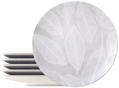Tramontina - Assiettes plates rondes décorées porcelaine 25 cm Arbo. Lot de 6.