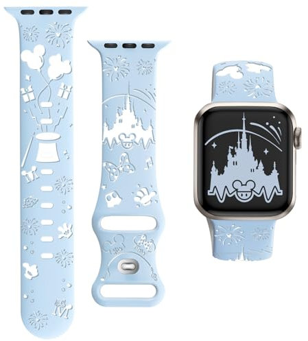 Finoriss Bracelet Gravé de Dessin Animé Compatible Avec Apple Watch 42mm, 44mm, 45mm, 49mm - Pour Femme, Sport Mignon et Coloré - iWatch Séries SE/9/8/7/6/5/4/3/2