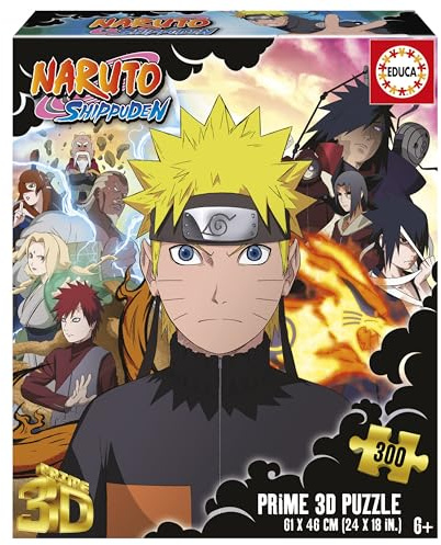 Educa Puzzle mit 300 Teilen mit linsenförmigem 3D-Effekt, Naruto Shippuden 3D-Linsenpuzzle, Jungen und Mädchen, ab 7, 8, 9 Jahren (20048)