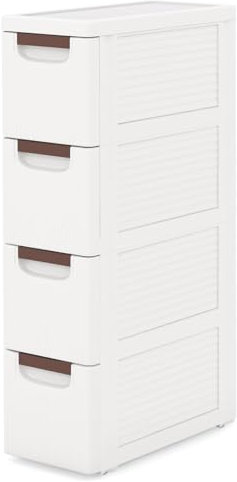 GIANTEX Nischenschrank Nischenregal 19 cm breit, Nischenwagen auf Rollen, Schmaler Rollschrank Rollwagen mit 4 Schubladen, Badschrank Badrollwagen Kleiner Schubladenschrank Toilettenschrank für Bad