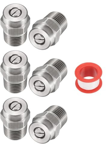 QUARKZMAN 6pz Ugelli per Idropulitrice Punta 1/4 Maschio Npt Ugelli Spruzzatori in Acciaio Inossidabile per Pistola Acqua, Scopa Acqua e Pulitore Carro (40 Gradi, Orifizio 0.977mm)