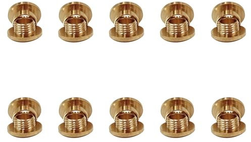 10 Sets Brass Chicago Screws,5mm Solid Brass Screw Back Eyelets with Washer Grommets,for Bags DIY Decoration,Leather Craft Repair
