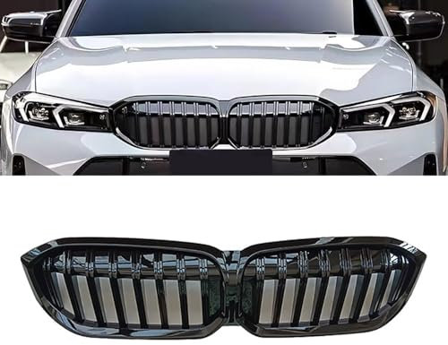 Uklal Auto ABS Front Kühlergrill, Für BMW 3 Series G20 2023-2024 Doppelsteg Sport Front Nieren Kühlergrill Doppel Rippen Grill Auto-Kühlergrill-Zubehör