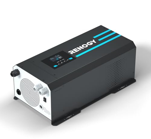 Renogy 2000W Pure Sine Wave Inverter Charger with LCD Display and Remote Control, 6000W Peak, 12V 230V Power and Charge, for Off-grid, RV, Truck, Boat, Camping, and Home