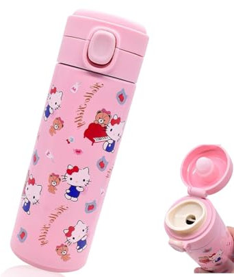 DKLQXCE Trinkflasche, Wasserflasche aus Edelstahl, 420ml Trinkflasche Kinder Thermosflasche Auslaufsicher Unterwegs Edelstahl Vakuumflasche Thermo Wasserflasche für Schule