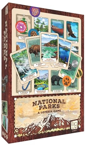 Loteria National Parks - Familienspiel mit Karten - Lernspiel über die Natur der US-Nationalparks - Englischsprachiges Spiel - USAopoly