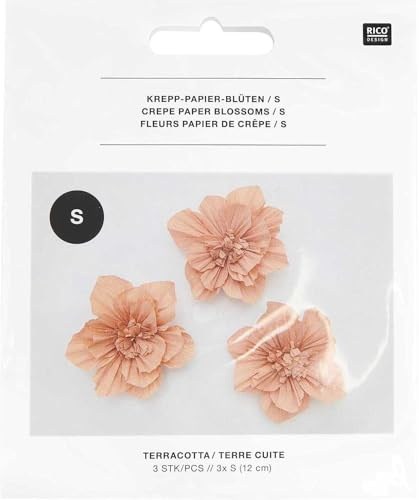 Rico Design Krepppapier-Blüten, 3 STK., Durchmesser 12 cm, Papier-Deko