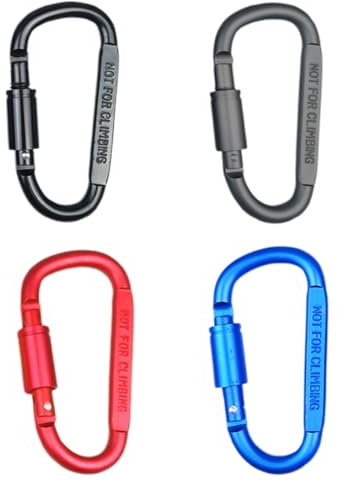 LBJFYHJN 4 Stück Carabiner, 80 mm/3,2 Zoll große mehrfarbige Karabinerhaken mit Drehgelenk zum Angeln, Wandern, Reisen, Rucksackreisen