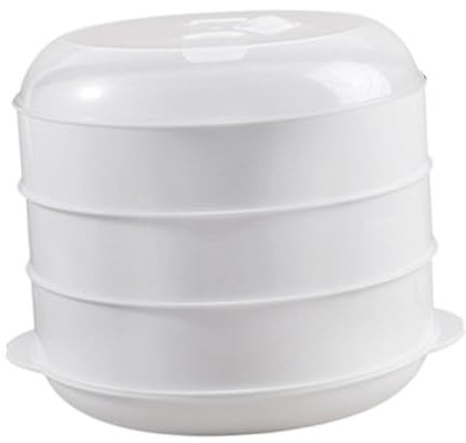Milageto Microwave Steamer Cooker for Cooking, with Lid, Compact Steamer Bowl Microwave Heating Bowl for Fishes Meats,Vegetables, three layer