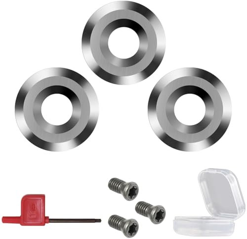 12mm Round Carbide Inserts Cutters 3pcs Negative Rake Wood Turning Lathe Tool Finisher Replacement Cutter Blade for Woodworking