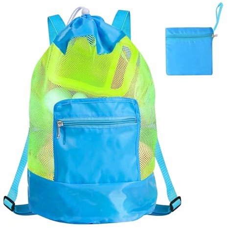 Bolsa Plegable de Malla de Playa, Bolsa para Juguetes de Playa para al Aire Libre Natación Piscina playa vacaciones familiares
