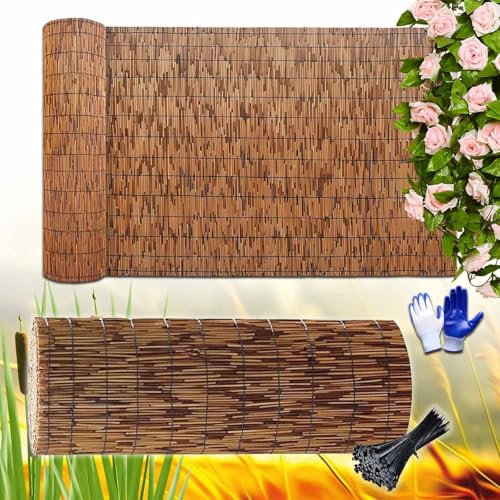Natur Bambus Rollo Sichtschutzmatte Schilfrohrmatte 0,3-1,8m Höhe Bambusrollo Ohne Bohren Balkon Gartenzaun Verkleidung 0.8 Bis 15m Länge Schilfmatte Strohmatte Sichtschutzzaun