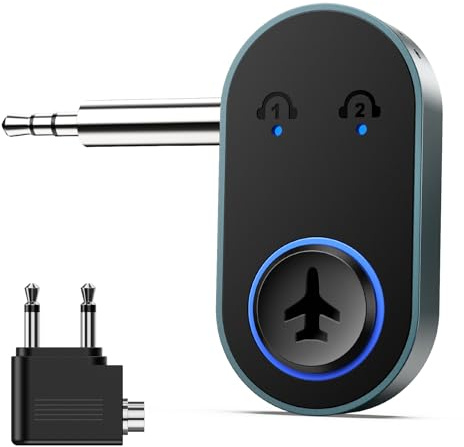 Ankilo Bluetooth 5.3 Adapter für Flugzeug, Aux Bluetooth Adapter mit Flugzeugadapter,TV, Stereoanlage Splitter, 3.5mm für 2 Kopfhörer,MP3 /MP4, Laptop,Auto