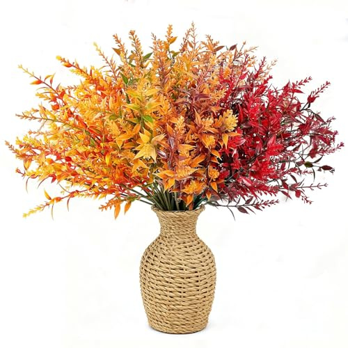 LPARMJIT Flores artificiales para exteriores, plantas artificiales, para colgar, maceta, valla, interior y exterior, porche, jarrón, decoración (colores mixtos de otoño)