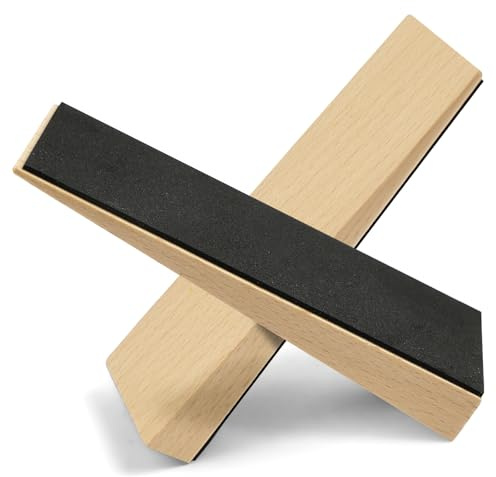 HOTUT 2 Pack Wooden Door Stop, Non-Slip Door Stoppers for Floor with Rubber, Doorstops Wedge, Heavy Duty Door Wedges for All Types Floors Indoor Outdoor, 0.6inch Thick, 4.7inch Long