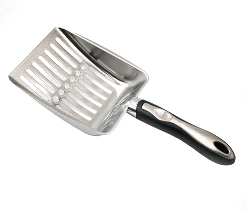 Stainless Steel Cat Litter Scoop Durable Pet Poop Scooper Sifter-1 PCS | Robust metallic construction; effortlessly washable structure; comfortable handle texture for animal waste sorting